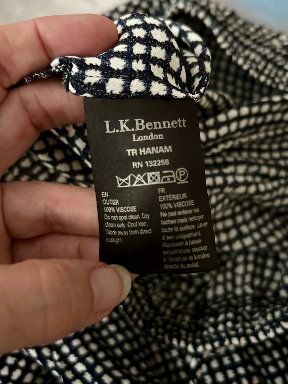 L.K. Bennett London Black Ivory Houndstooth Print Tapered Pull-On Trousers US 2 - Picture 5 of 11
